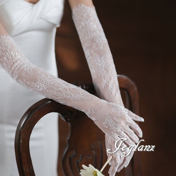 ブライダル 手袋 ウエディング アクセサリー レース グローブ ♪ (M8949)θ