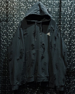 【ÆIEM】original"boro"remake"adidas performance logo Black hoodie pullover