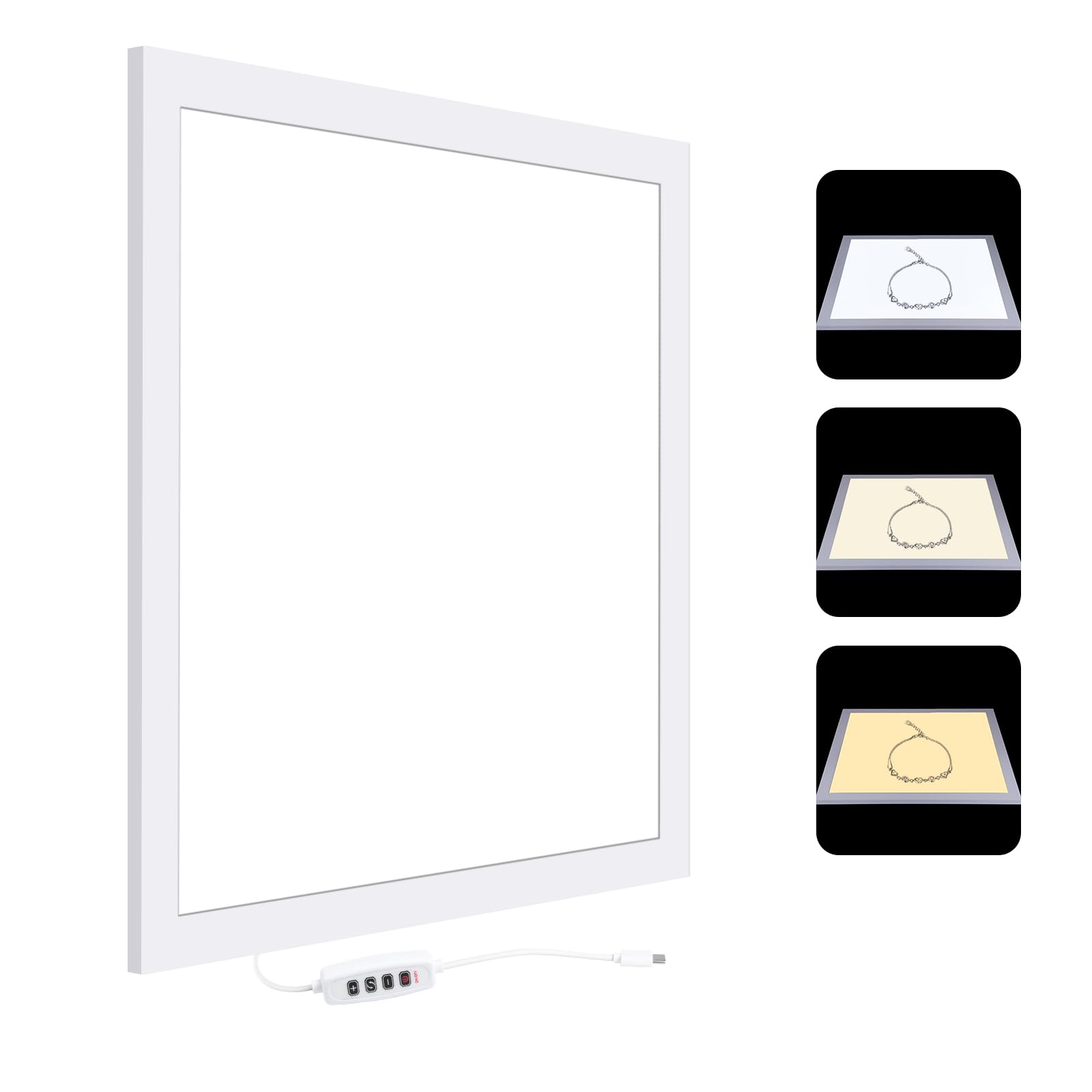 【特価処分】PULUZ 38cmLEDライトパネル LEDシャドーレスライトパネル 18W 1000LM 無段階調整 2800-6500K 3段階3色温度調整 LED写真シャドーレスライトパネルパッド Type-c接続 アクリル素材 珠宝や化粧品商業用撮影に最適 商品撮影照明キット 撮影セット (38*38*1cm-LEDシャドーレスライト)