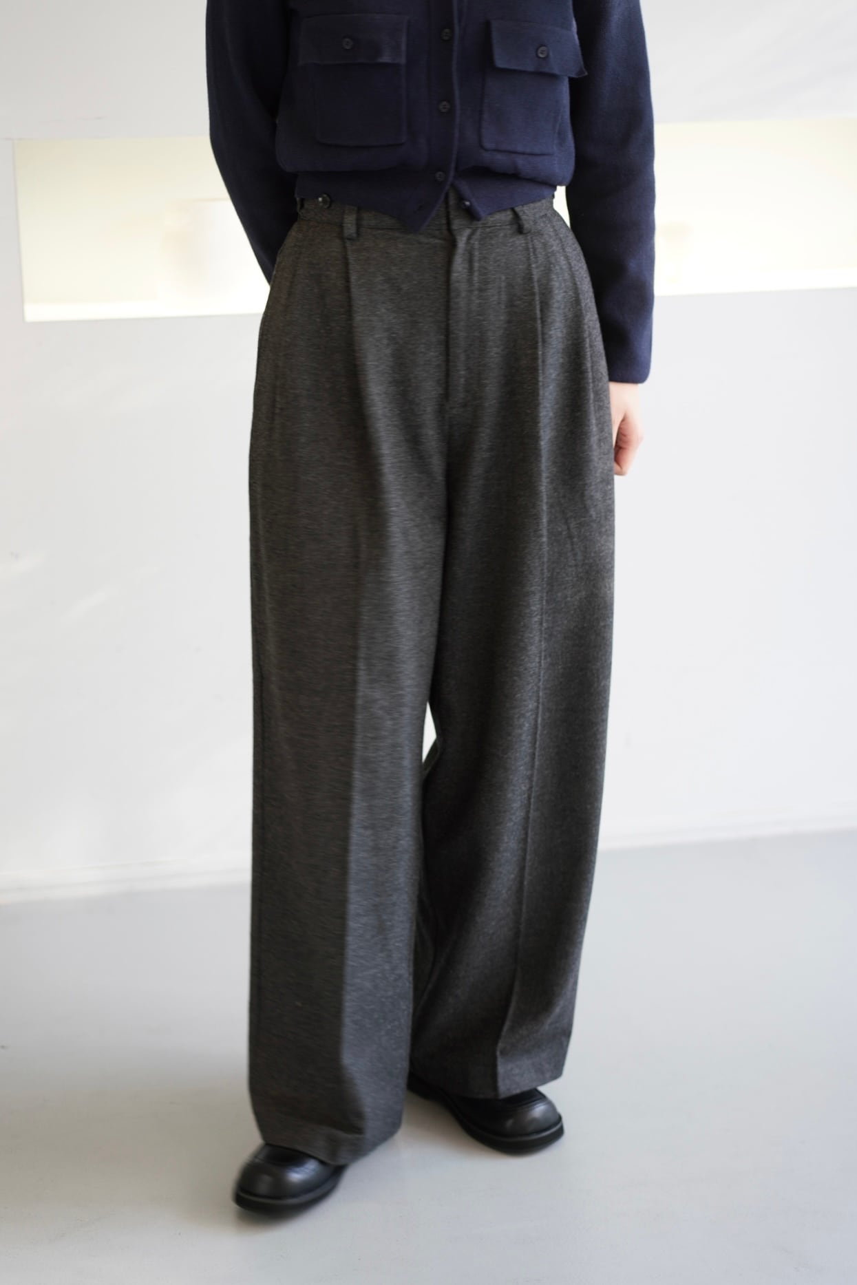 louren double tuck wide pants ダブルタックワイドパンツ Charcoal