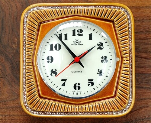 ドイツ製 Meister-Anker 陶器フレーム 壁時計 電池式 ヴィンテージ 壁掛け時計 アンティーク キッチンクロック ig1135