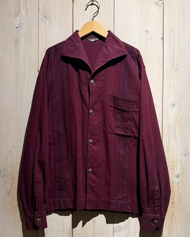 【a.k.a.C.a.k.a vintage】70's Italian Collar Stripe Design Vintage Loose L/S Shirt