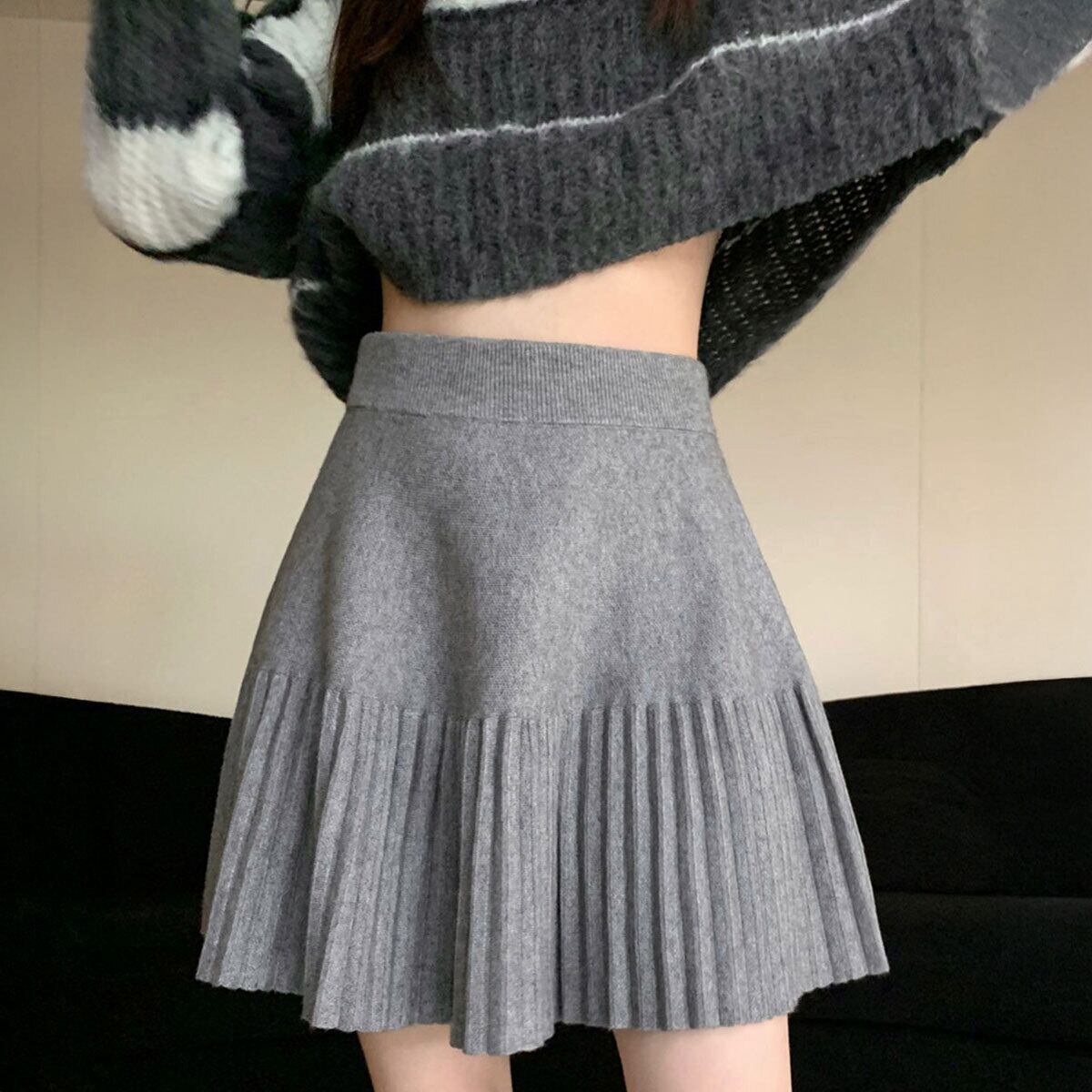 ミニスカート ニット レディース 秋冬 プリーツスカート ニットスカート おしゃれ きれいめ 大人 かわいい カジュアル ハイウエスト Aライン ウエストゴム 大人可愛い 大人女子