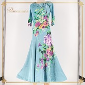 社交ダンス 衣装 チャコット Chacott トップス ブラウス スカート ツーピース セットアップ 水色 光沢 花柄 レッスン パーティ 発表会 軽い リボン ブルー系 グリーン系 ピンク系 フォーマル おしゃれ エレガント レディース 日本製 薄手