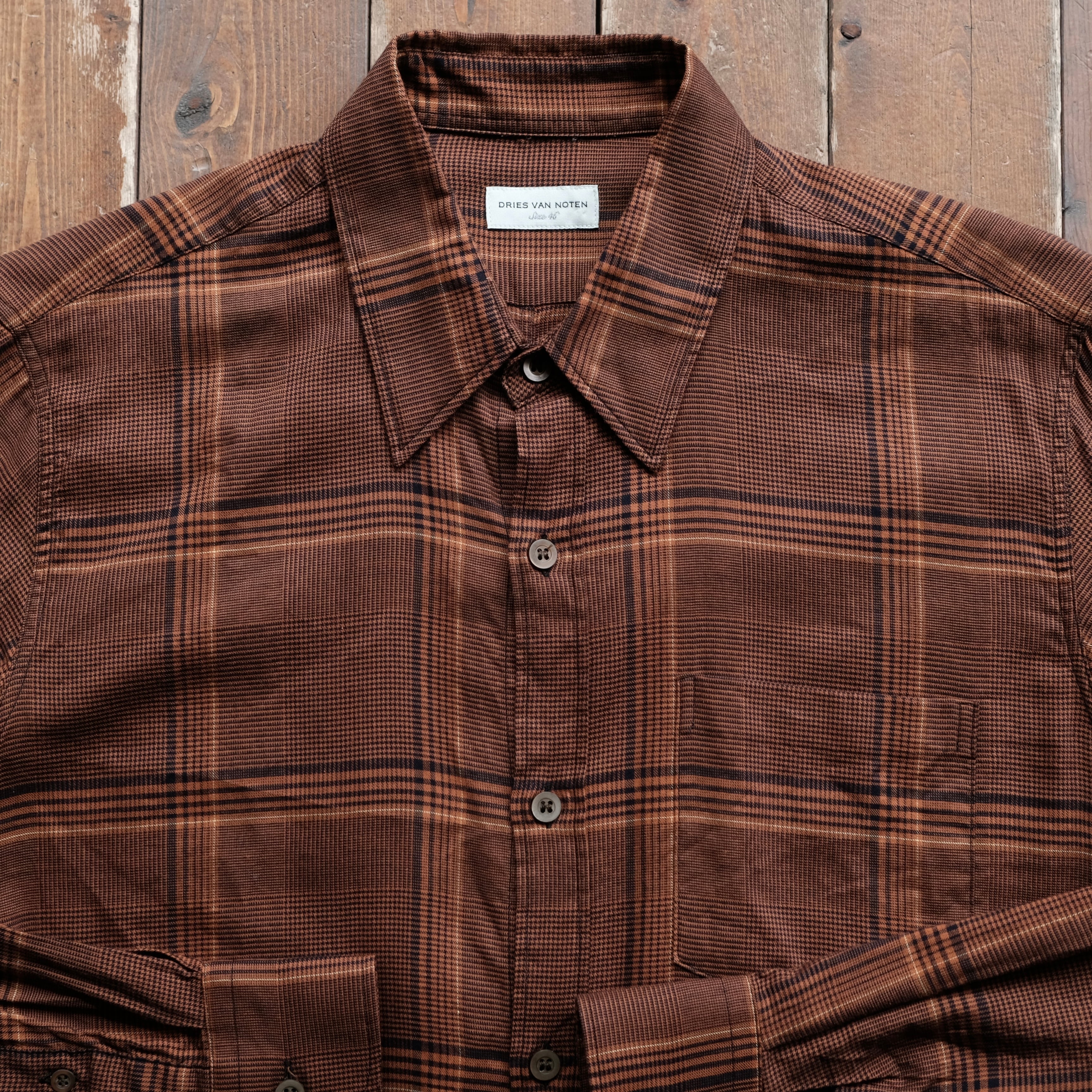 Dries Van Noten チェック柄シャツ サイズ46 DRIES VAN NOTEN MIXED COTTON CHECK SHIRT | safarionline