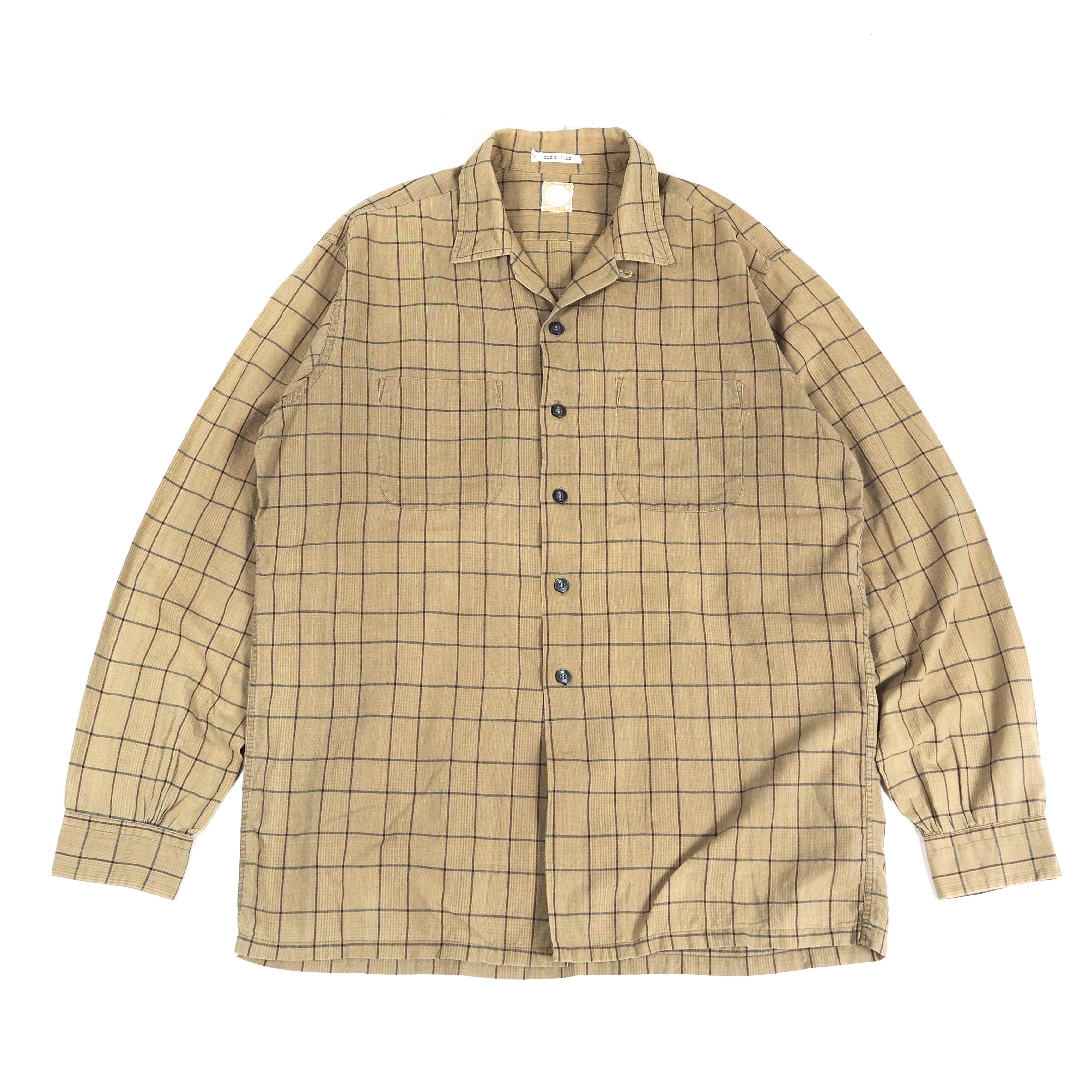 60's DONEGAL GLEN ISLE open collar l/s shirt L