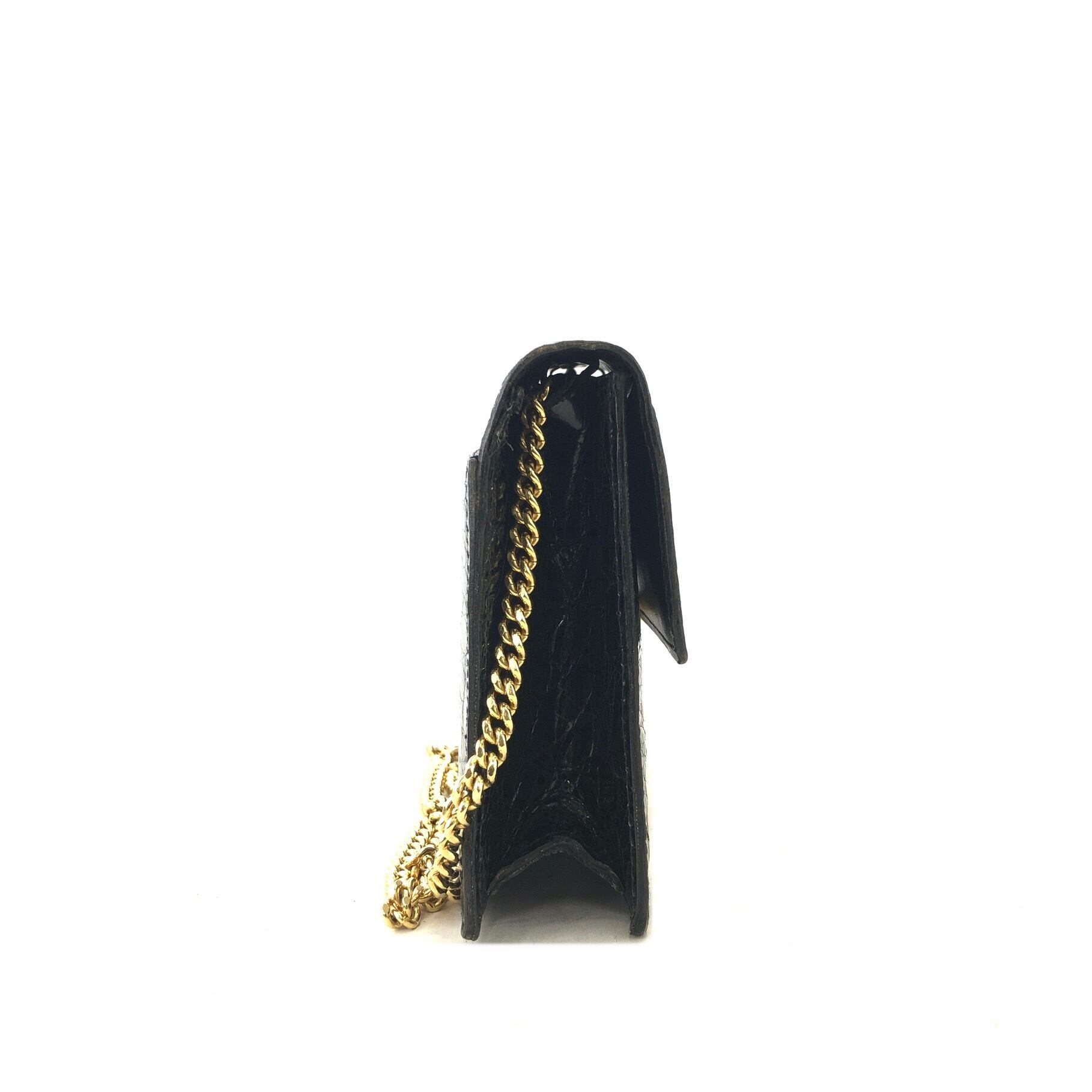 CELINE セリーヌ ツイスト クロコ型押し レザー チェーンショルダー