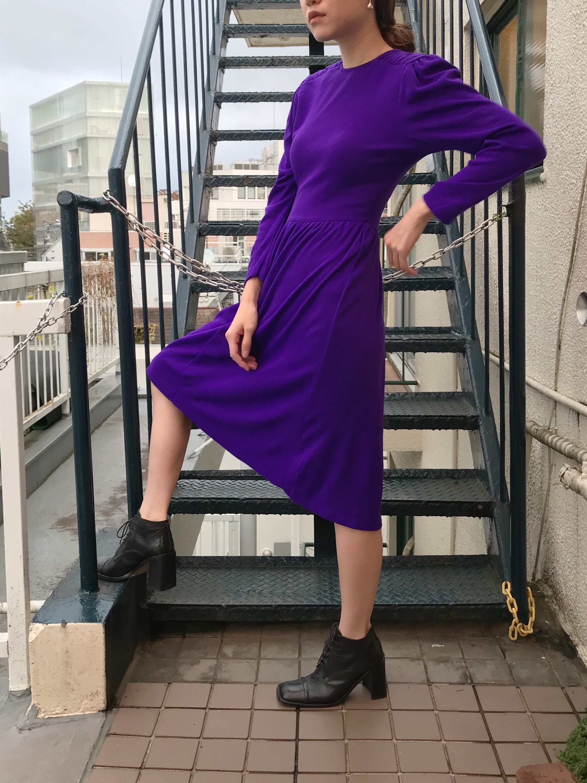 Vintage purple simple knit dress (ヴィンテージ パープル ニット