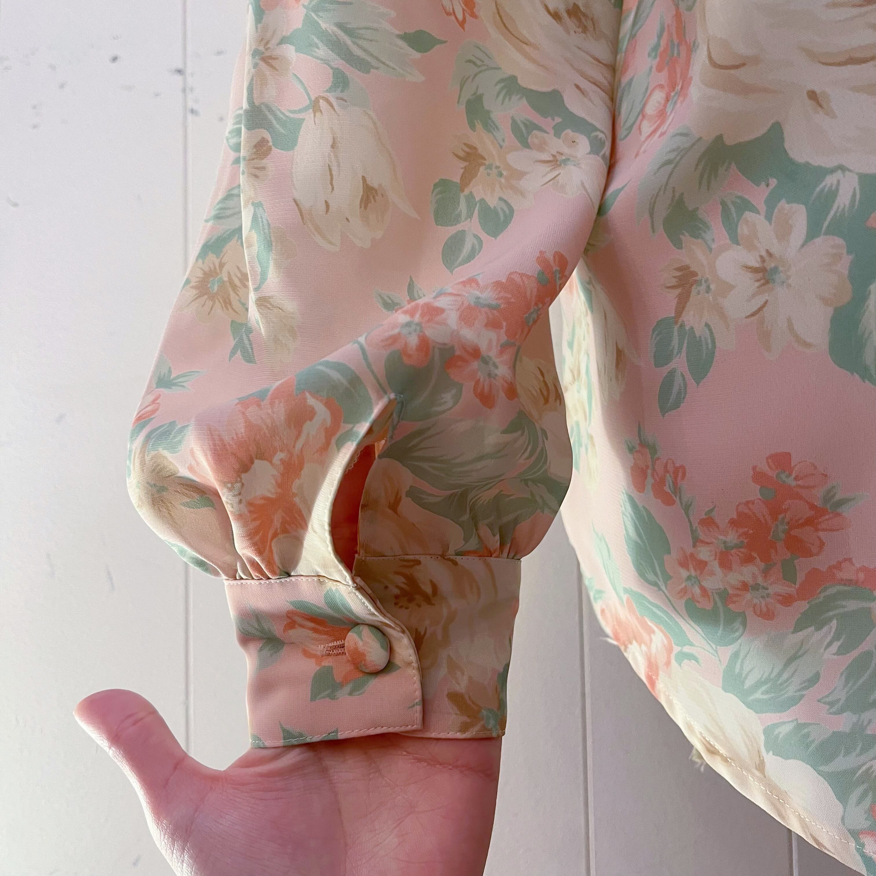 flower frill collar pink blouse