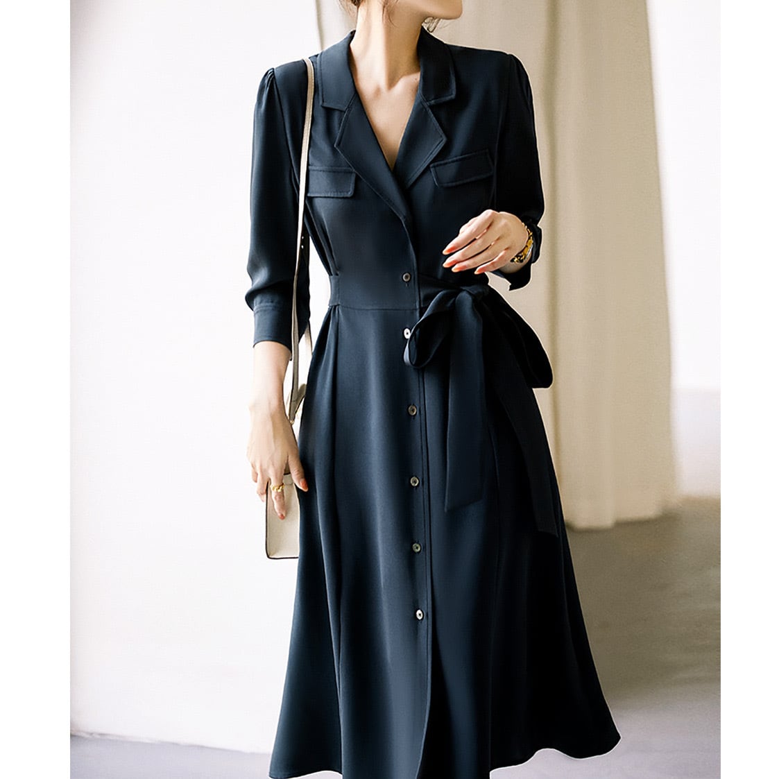 気品漂う長袖スーツ風ワンピース YH9453