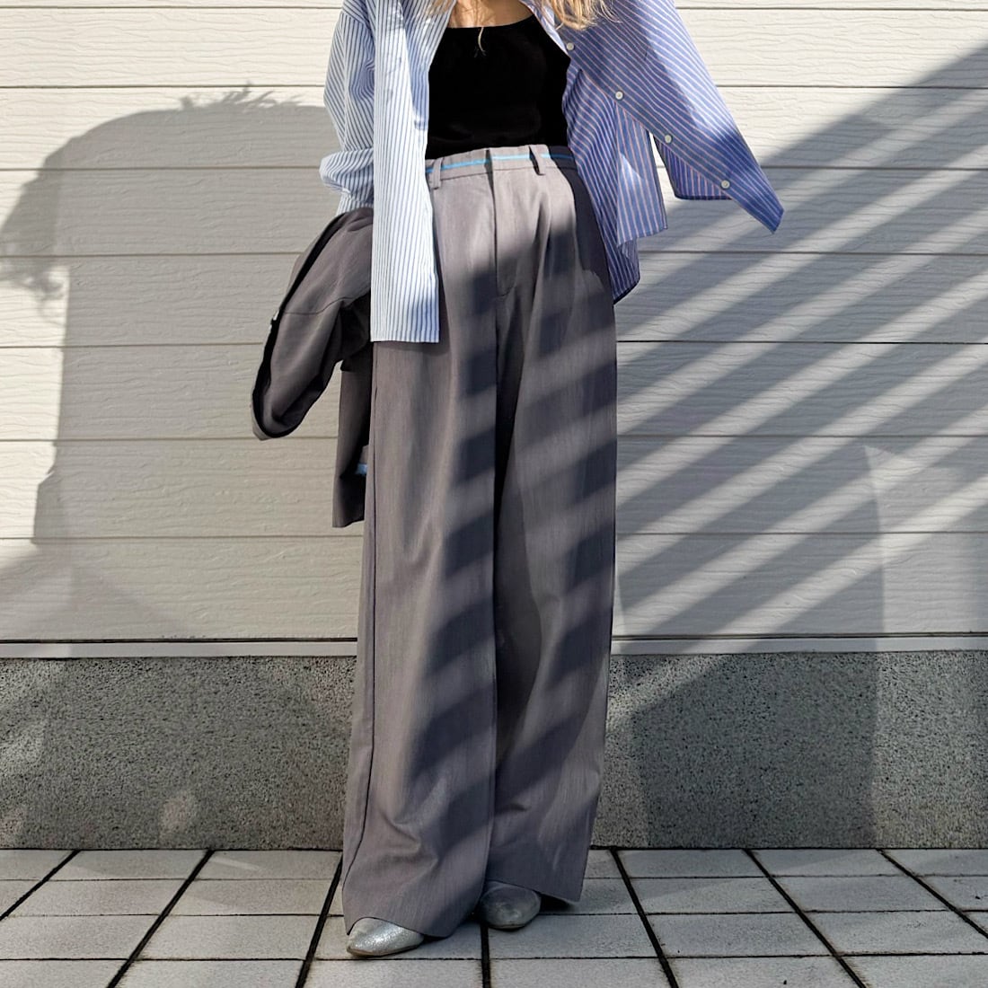 【セットアップ対応アイテム】グログランラインタックパンツ