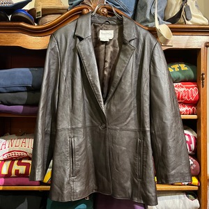 1990s leather tailored jacket 1X D1029