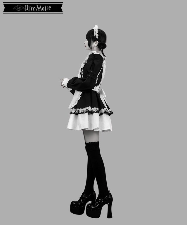 Drip Heartメイドワンピース【Black&White】