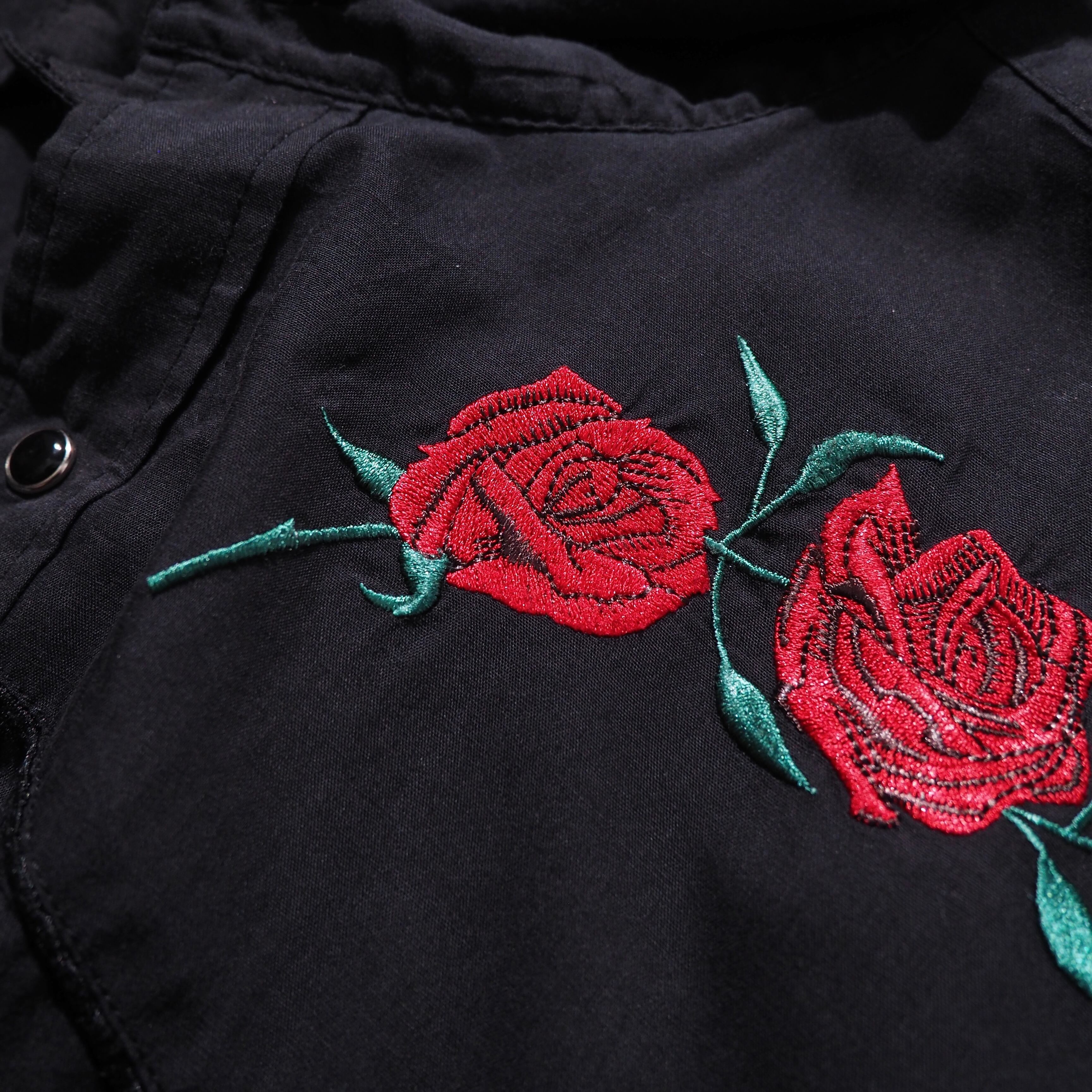 1990s Beautiful Flower embroidery vintage loose Western shirt