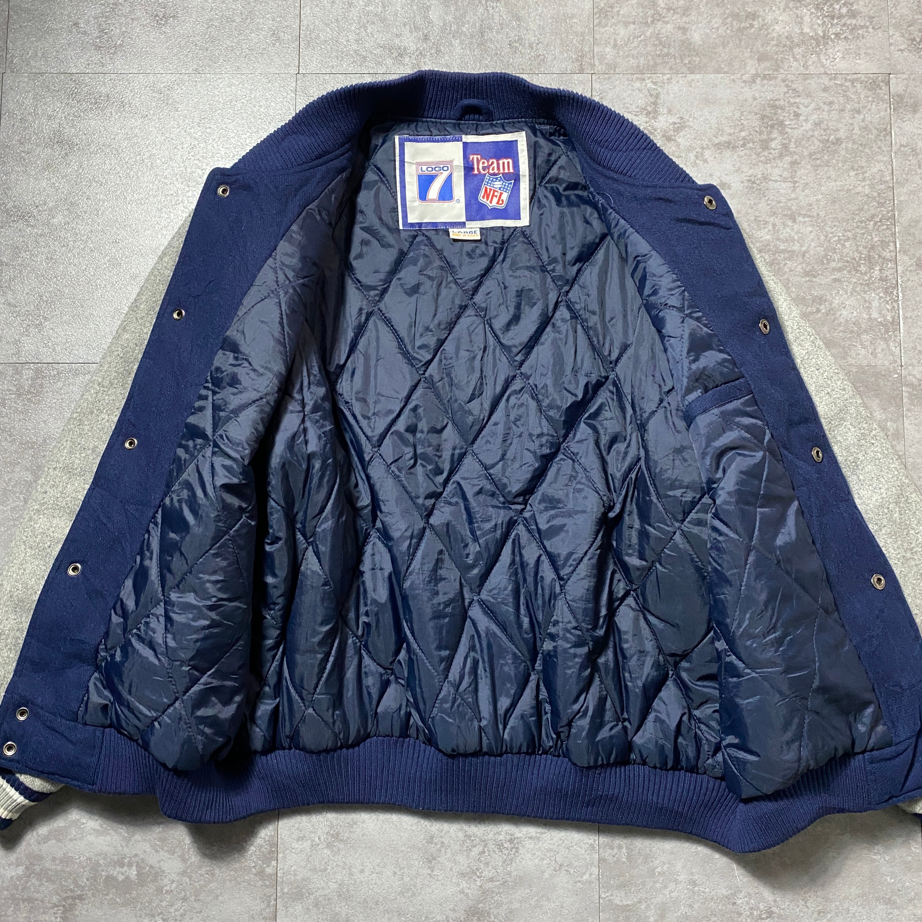 90's NFL ダラス・カウボーイズ　バックロゴ　ウール　中綿　スタジャン 90's NFL ダラス・カウボーイズ バックロゴ ラインリブ 中綿 ウール