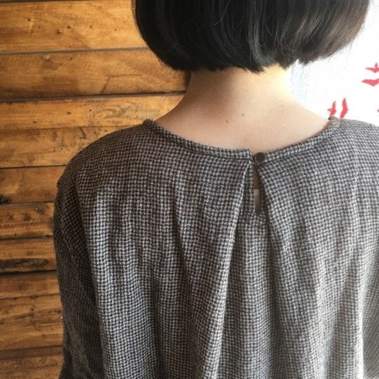 ICHI（イチ）　ウールガーゼチドリブラウス　グレー【SALE】