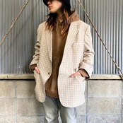 80年代 middishade clothes チェック柄 テーラードジャケット メンズL 