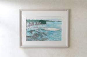 【絵画 油彩画】タイトル『スケッチ(和歌山県橋杭岩の情景)』作品サイズ44×34.9㎝　額装済み すぐに飾れる 購入後すぐに飾れる paintings, fine art