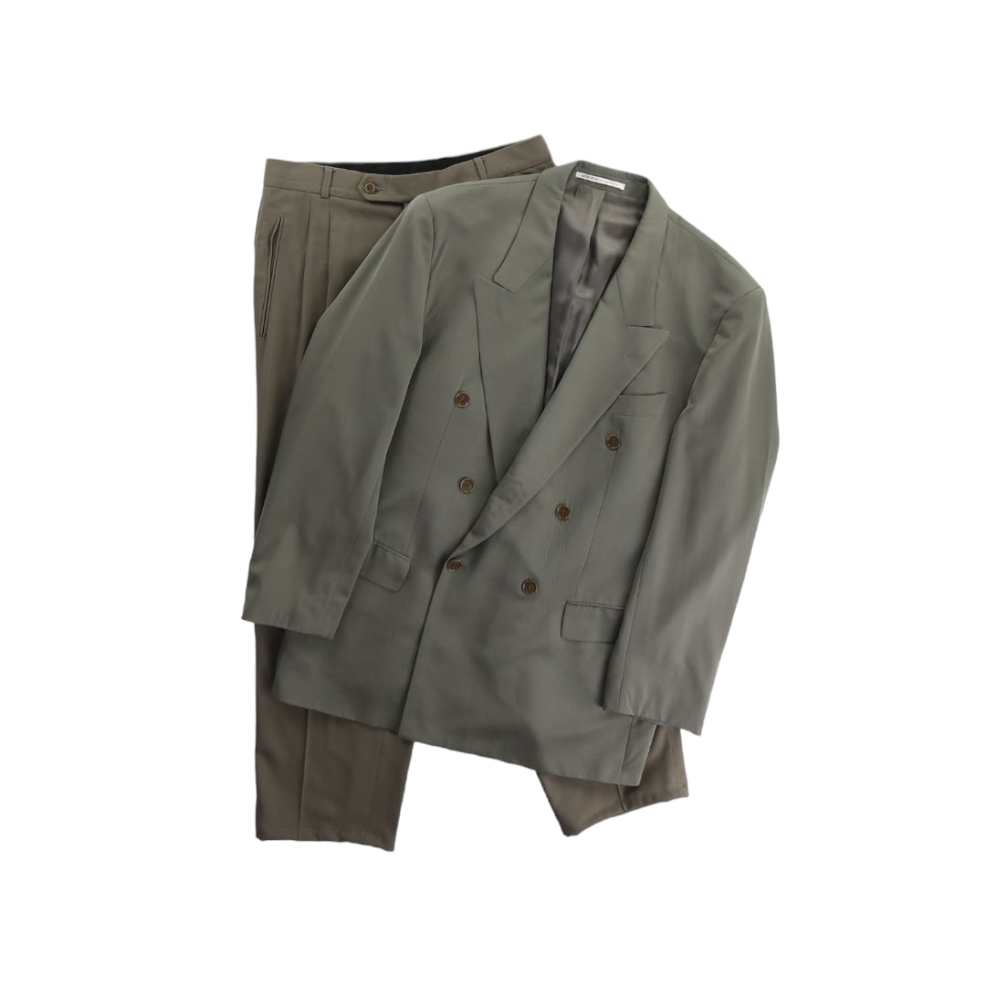 OTSU】1990's HUGO BOSS silk blend 2-piece suits set up / double