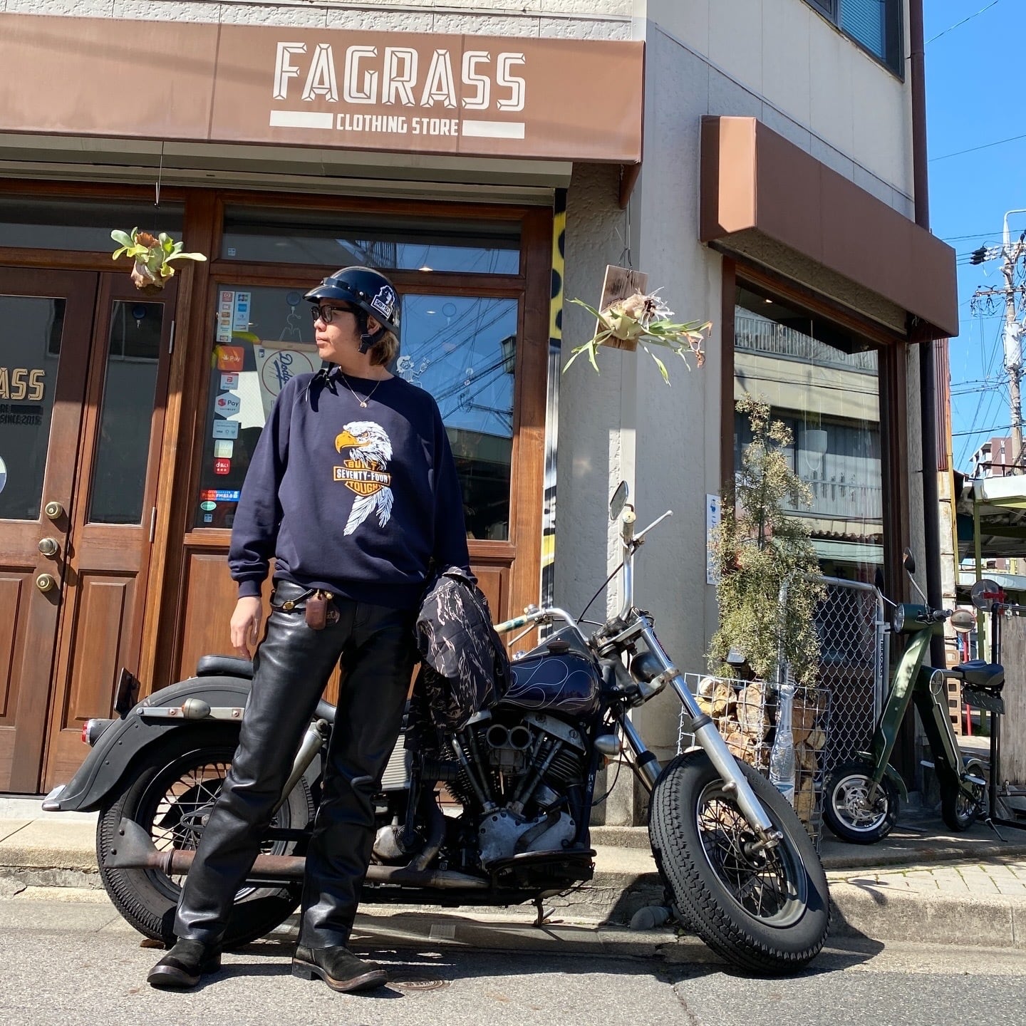 クルーネックスウェット / SEVENTY FOUR(セブンティーフォー) / CREW NECK SWEAT SHIRT (EAGLE FACE)(NAVY)(STF26SS8)