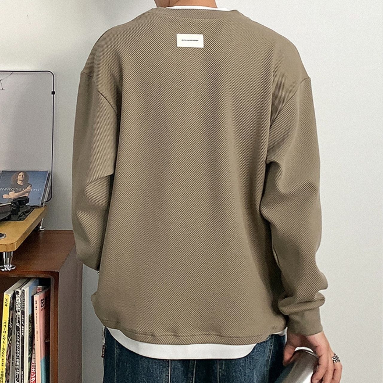 フェイクツーピース重ね着風ロングTシャツ　1125