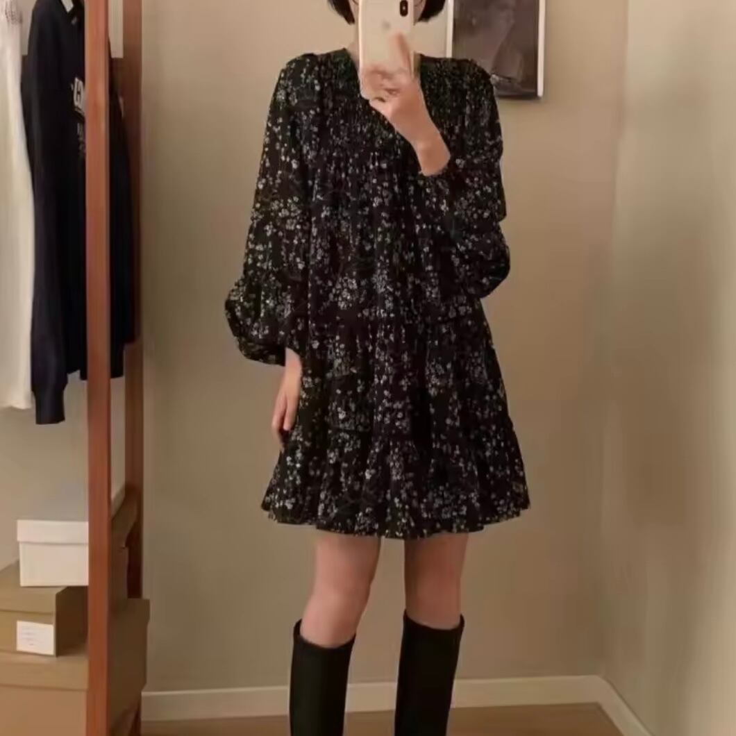 flower tiered mini dress