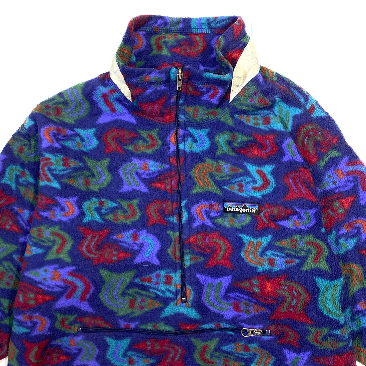 キッズ】90年代 90s Patagonia パタゴニア 総柄 魚柄 フリースプル 