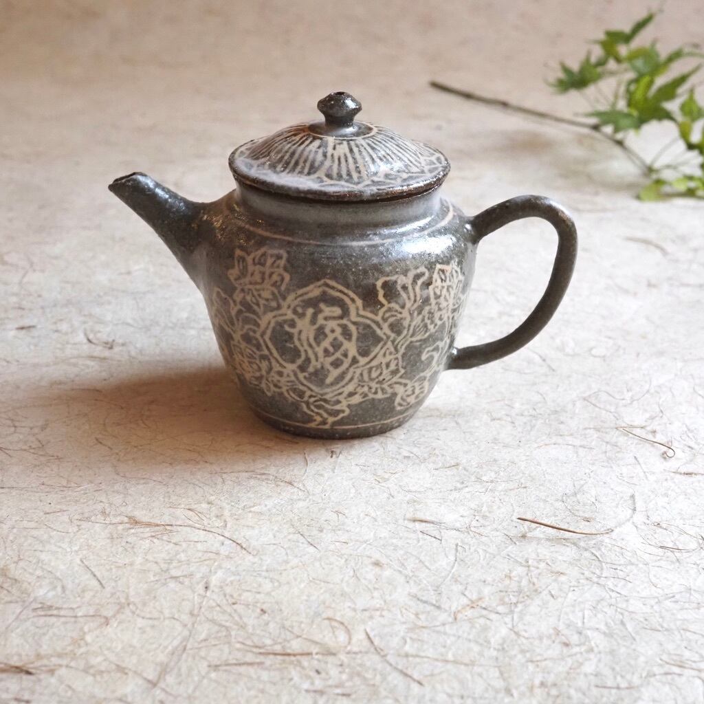 土本訓寛・久美子/象嵌 茶壺 福寿