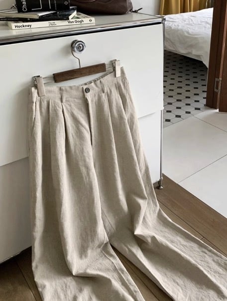 メンズ リラックス ストレート ワイド リネン パンツRy011 | Rycodo