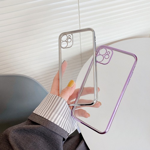 シンプル iPhone 12Promax~7ケース クリア アイフォンカバー 2色