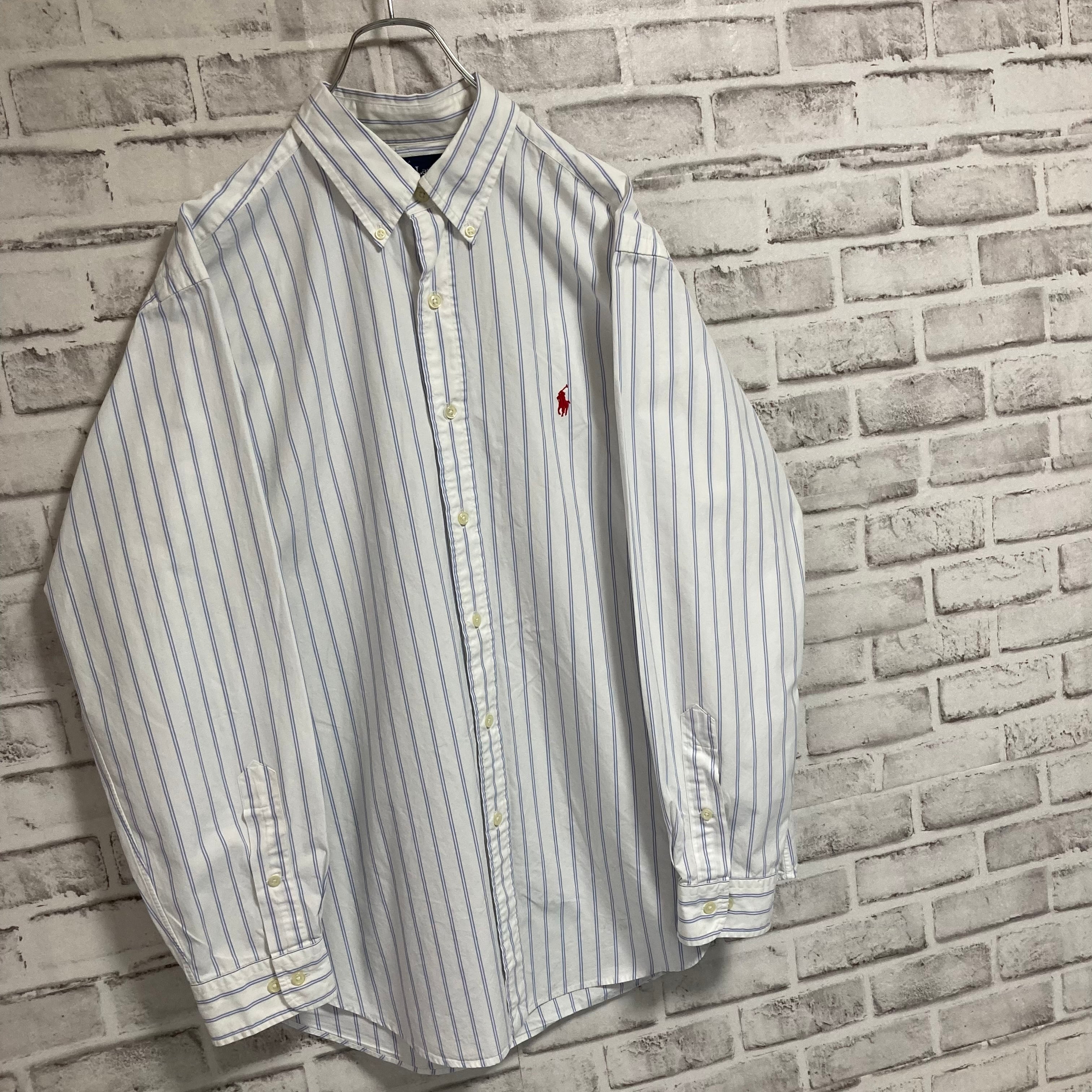 Ralph Lauren】L/S Stripe BD Shirt L相当 90s ラルフローレン