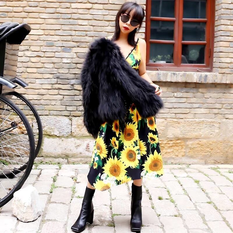 ワンピース 黒 キャミソール 黄色 ワンピース エレガント 花柄