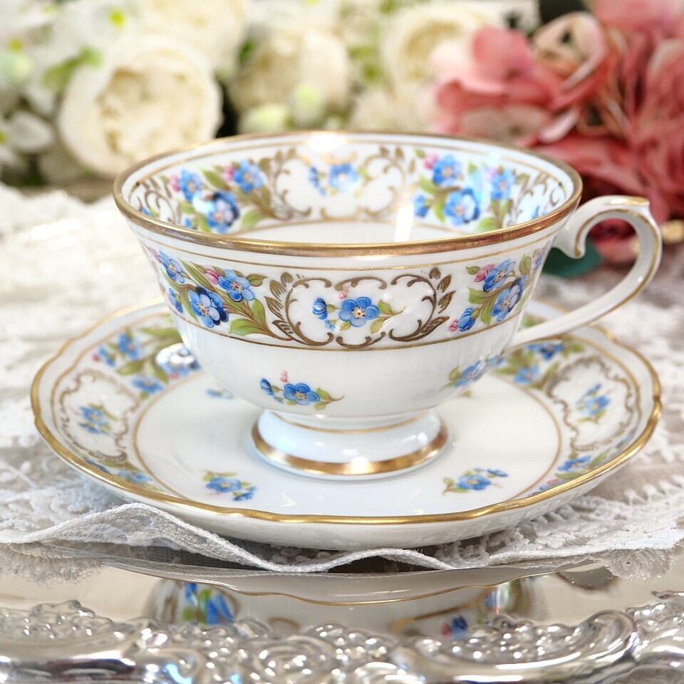 シューマン  ババリア 勿忘草 ピアス プレート カップ フット付き ビンテージ シューマン② ババリア 勿忘草 ピアス プレート カップ フット付き