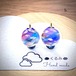 レジンピアス イヤリング 夕暮れ空にかかる虹 まん丸 14mm b