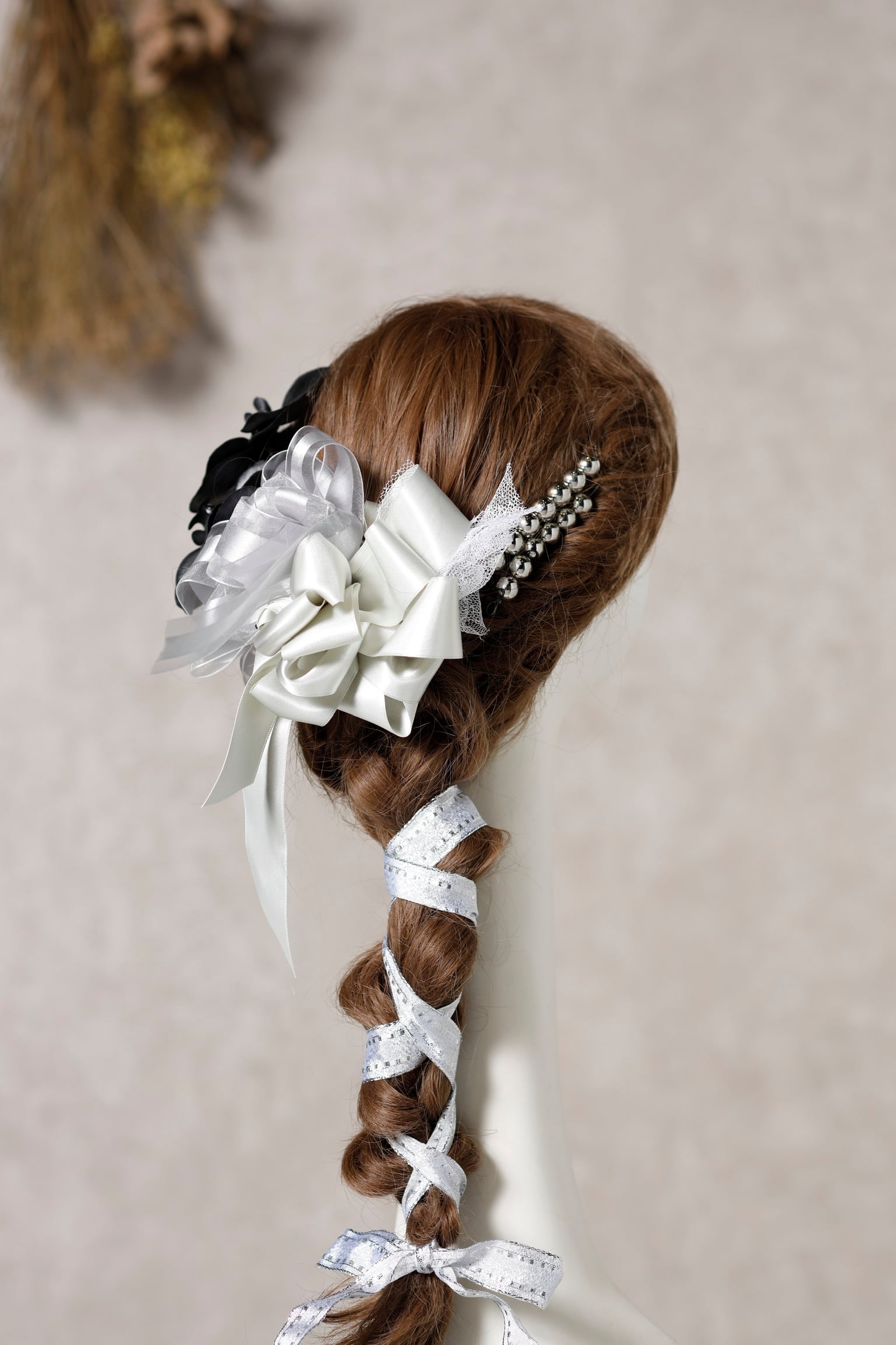 ブラック胡蝶蘭リボン髪飾り 成人式 卒業式 結婚式 | cocorofleur