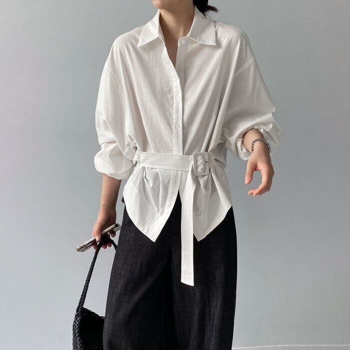 belted design shirt 14716