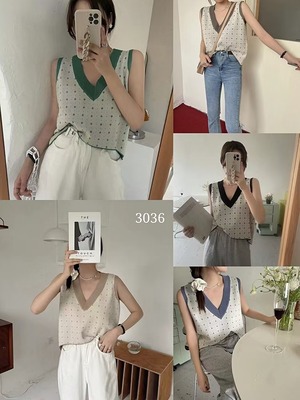 レトロ柄ベスト　AJ1050-3036