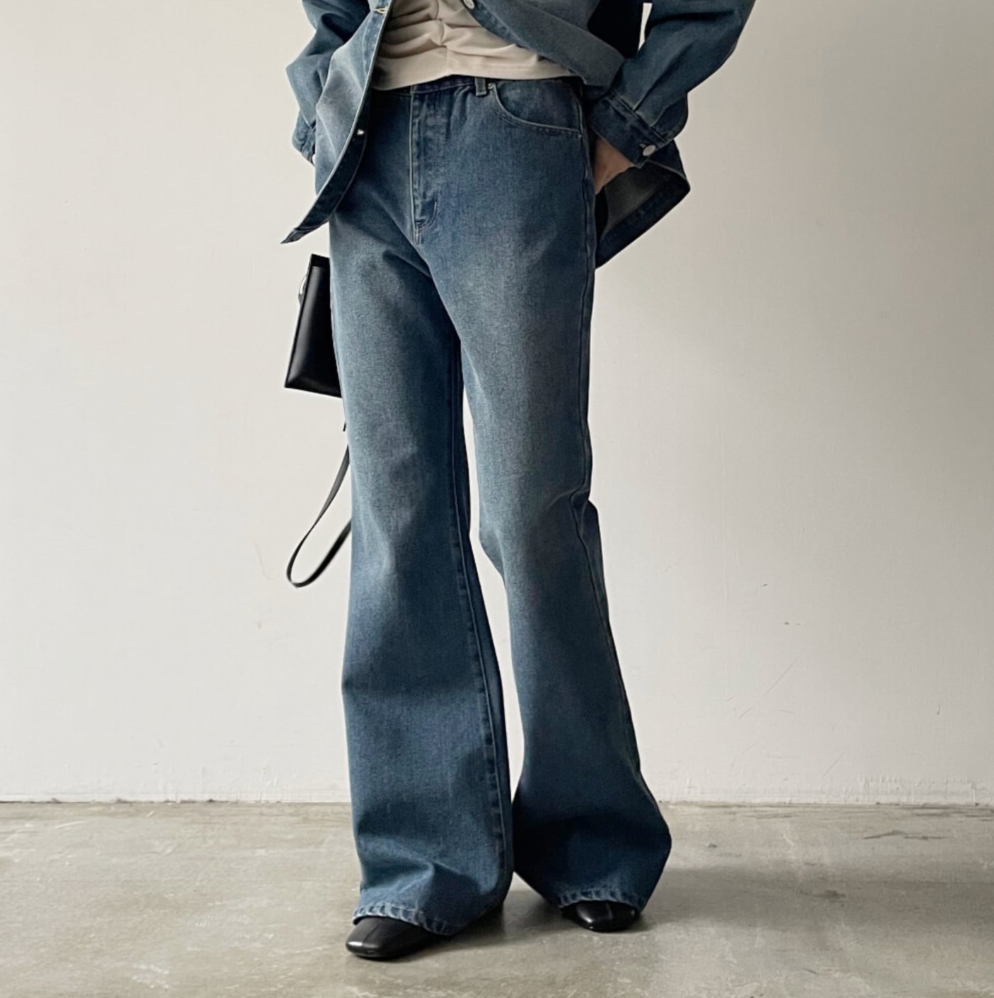 ナンバーミーTOKYO" DENIM FLARE PANTS"BLUE