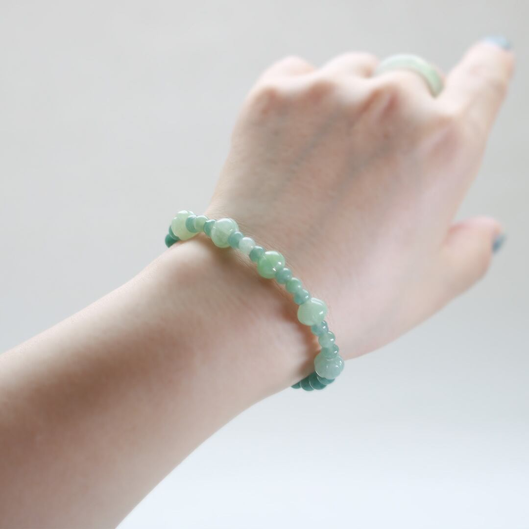 青緑カラー翡翠が涼し気！green pumpkin bracelet A貨翡翠 jd_br1101