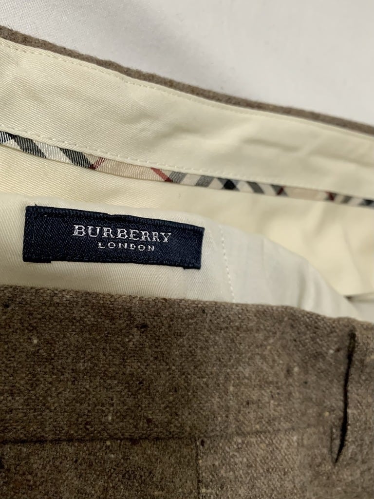 Nep Tweed Wide Tapered Silhouette Design Tuck Slacks "BURBERRY"