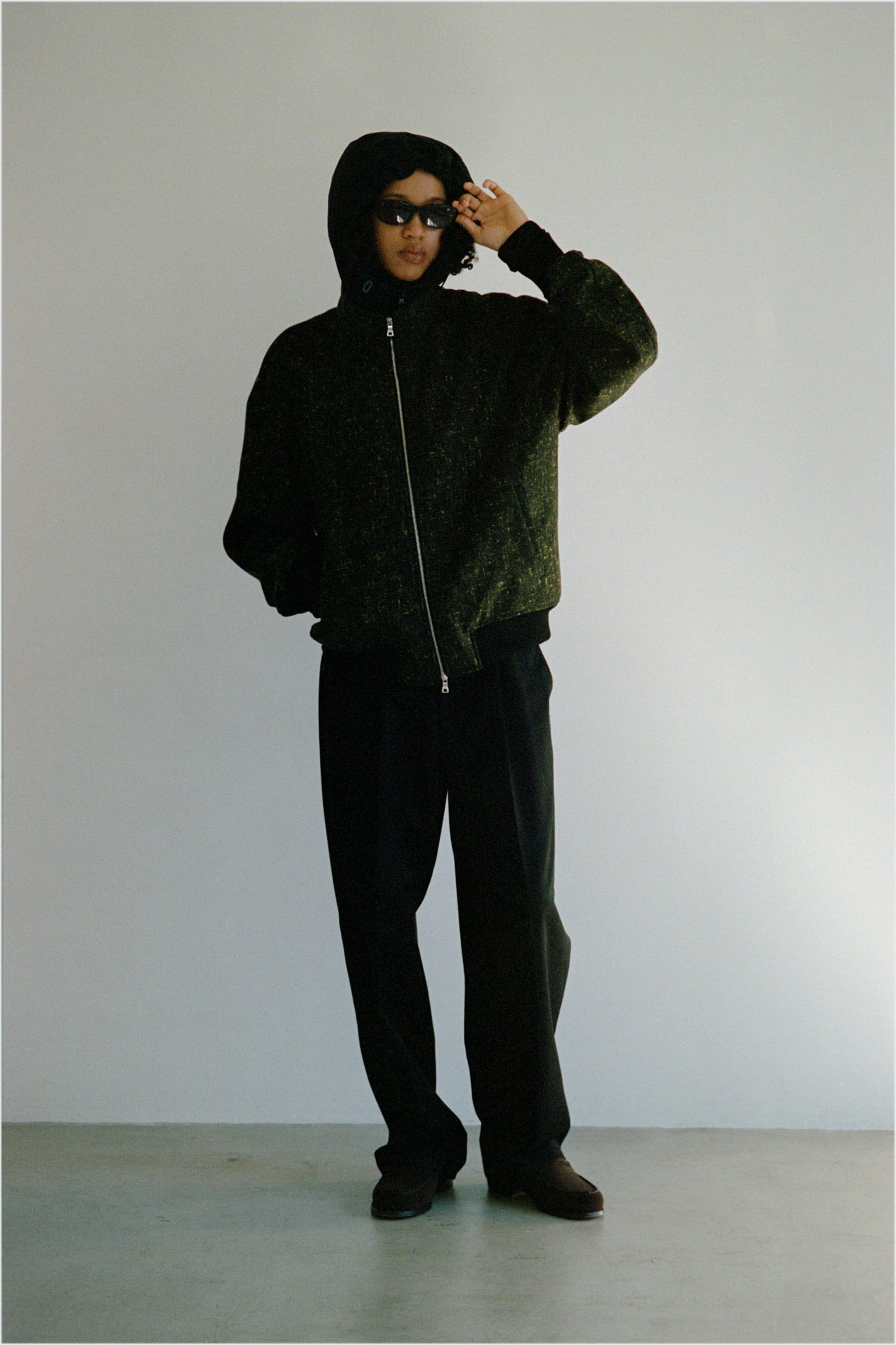 Wool cashmere stand collar blouson（GREEN） | TTTMSW