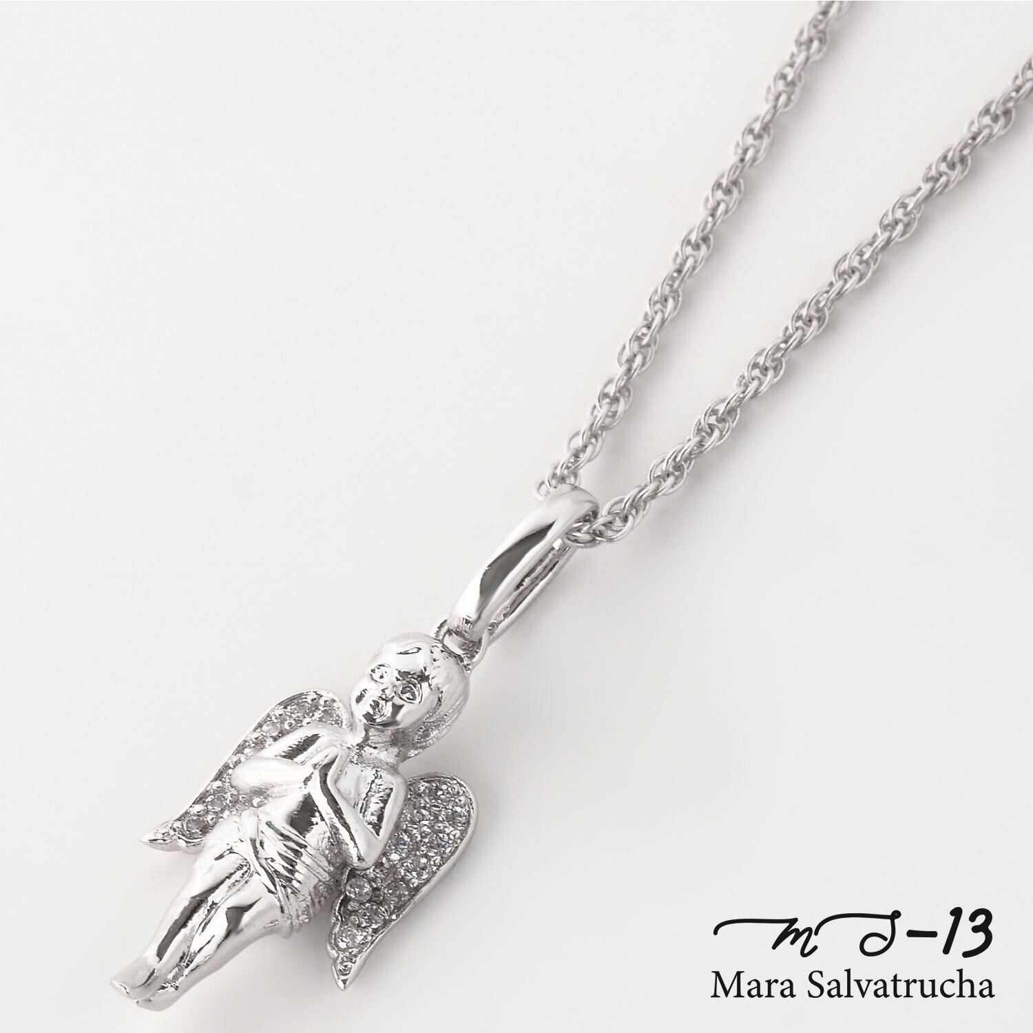 ホワイトゴールドエンジェルのチャーム クロムハーツエンジェルメダルチャームV2ホワイトゴールド18K＆