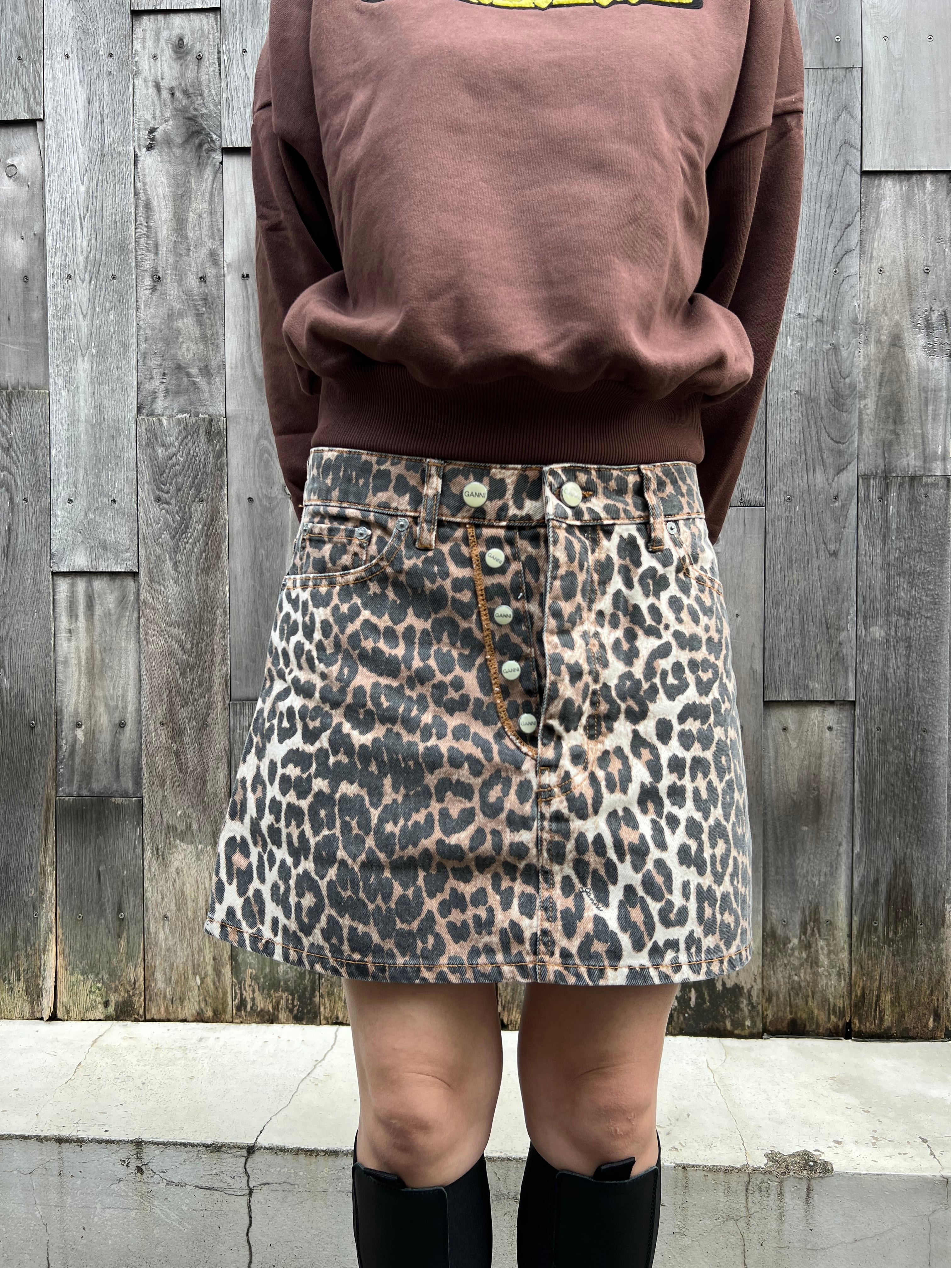 22AW】GANNI ガニー / Print Denim Double Fly Mini Skirt | TRENT