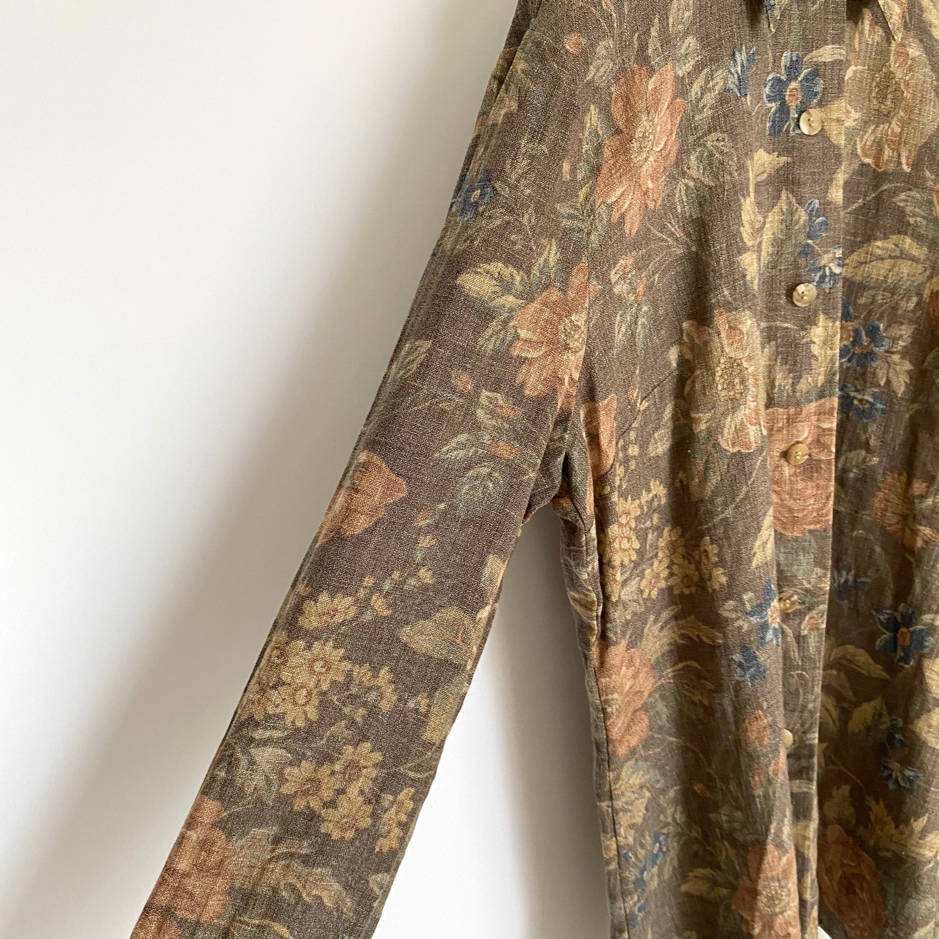 Vintage Burberry botanical print classical blouse レトロ