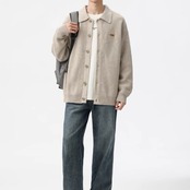 ボタンフロント ドロップショルダーニット af0386