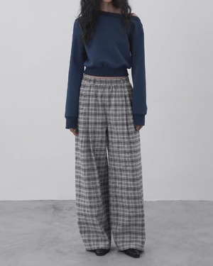 ワンショルダー 長袖 クロップド丈 スウェット 2color A0838