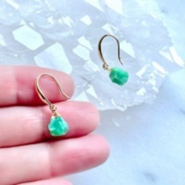 【超美石】クリソプレーズ　ピアス　5743