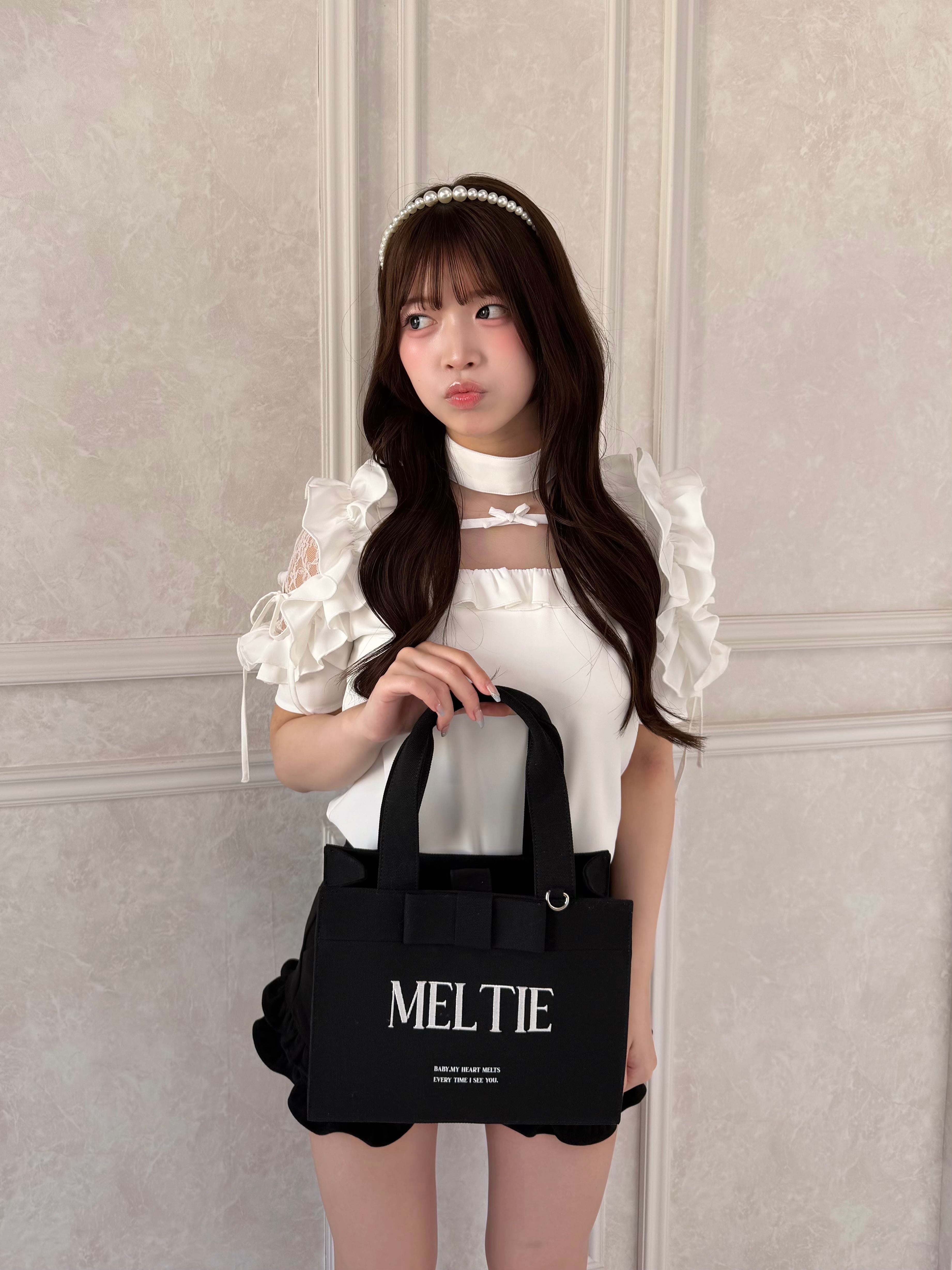 ribbon canvas tote bag〈MEDIUM〉