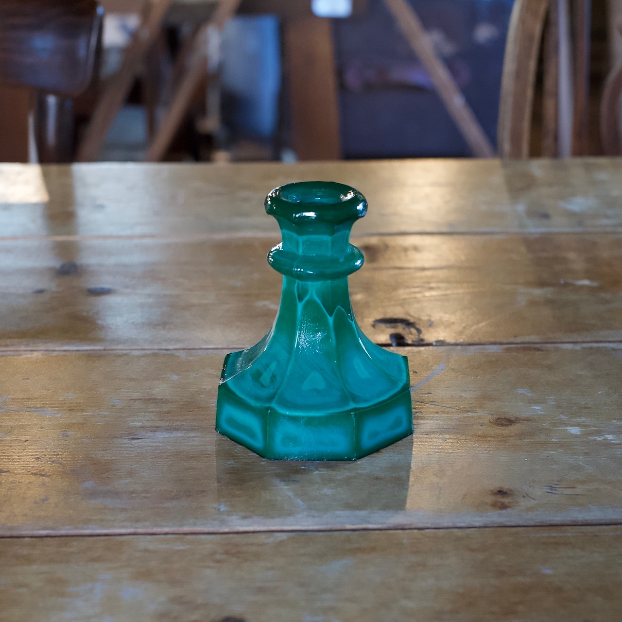 Malachite Candle Stand / マラカイト キャンドルスタンド〈 チェコガラス・燭台・蝋燭・オブジェ・ディスプレイ・アンティーク・ヴィンテージ 〉