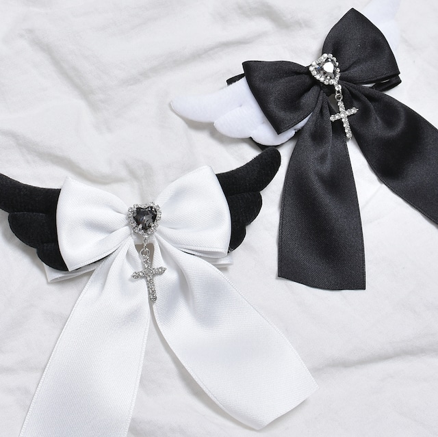 【1/6新着】サテンリボンハートWingヘアピン